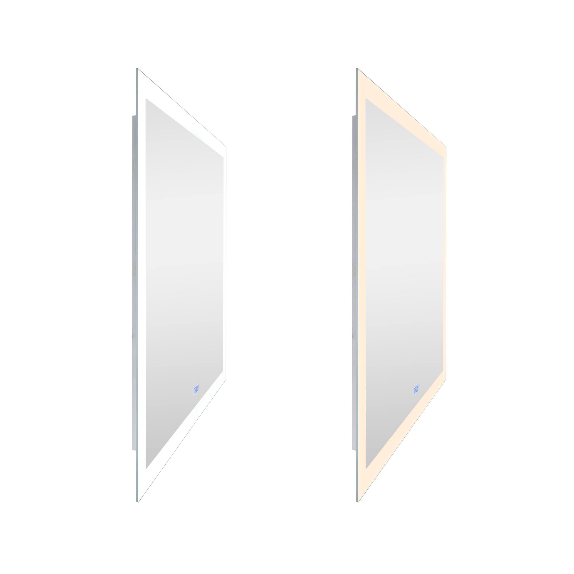 Left. CWI Lighting - Abigail Square Matte White LED 36 in. Mirror From our Abigail Collection - White.