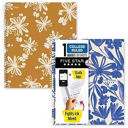 Five Star - Soft Petals 1-Subject Notebooks, 8.5" x 11", College-Ruled, 80 Sheets, Colors, 2/Pack (820331) - Assorted