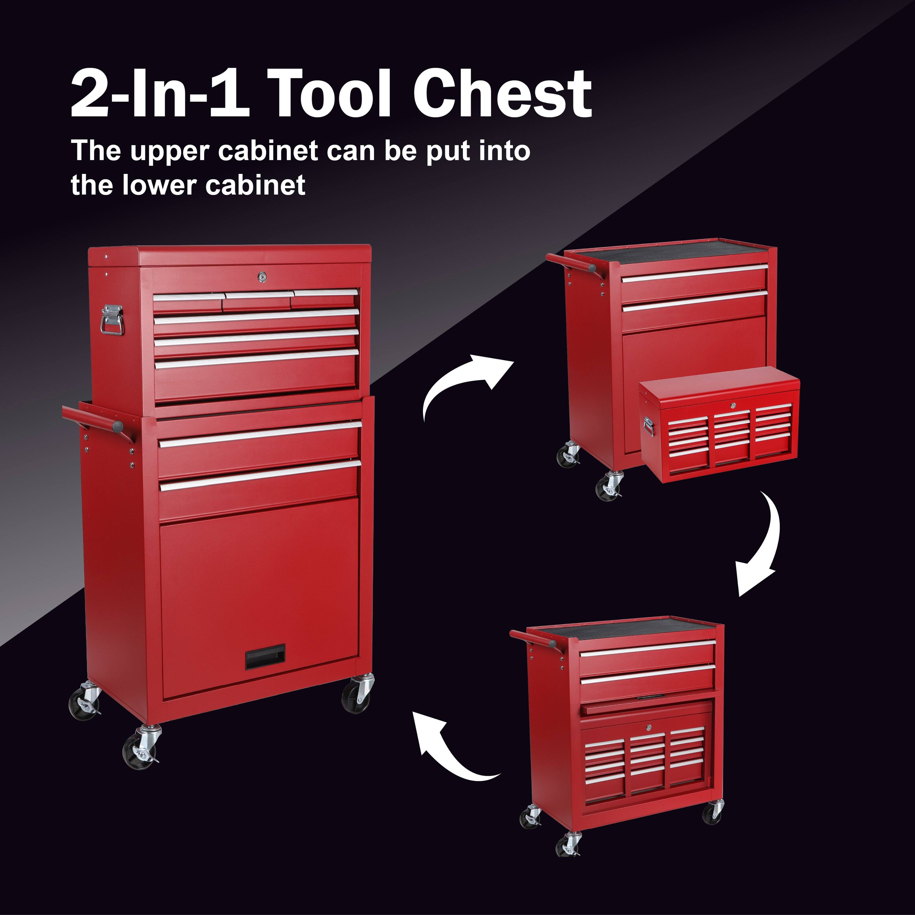 2-In-1 Tool Chest
The upper cabinet can be put into the lower cabinet