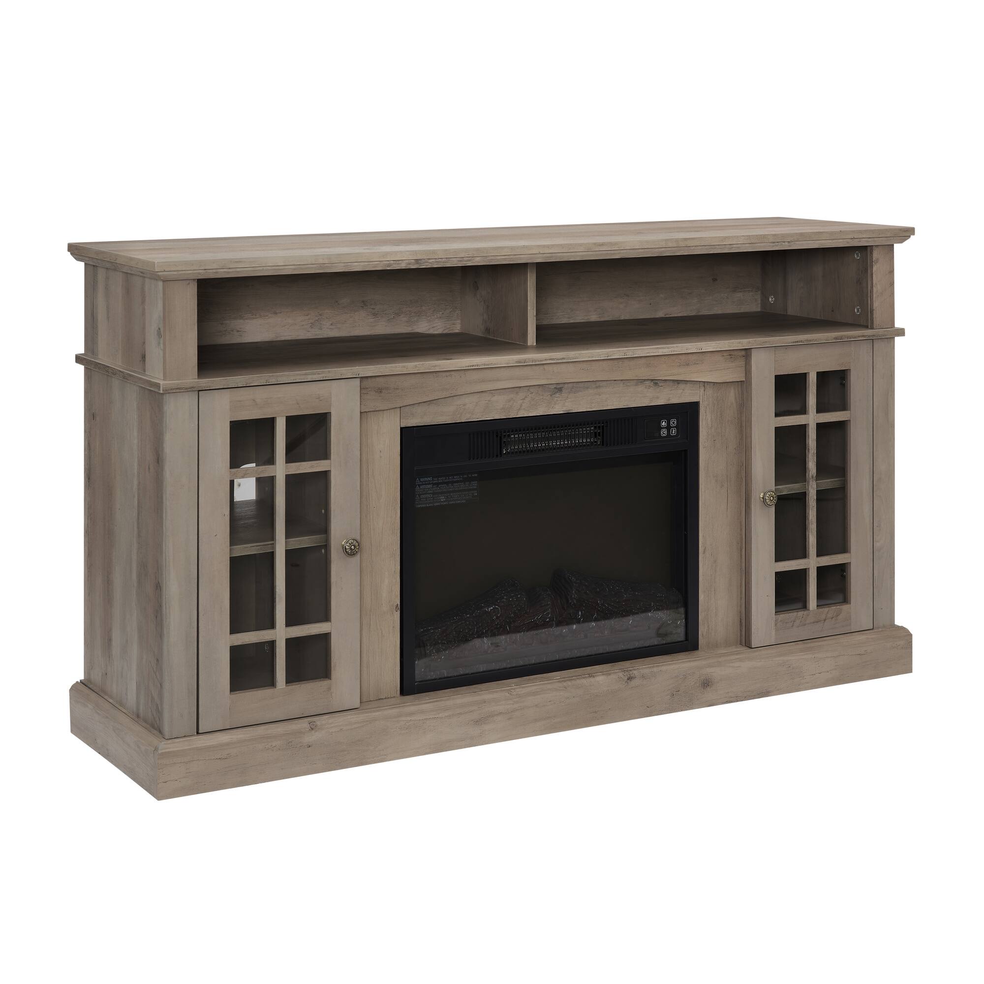 Alt View 1. Boyel Living - 58.25-in Gray Wash Electric Fireplace TV Stand for TVs up to 65-in with MDF Glass Construction and Open Storage - Grey Wash.
