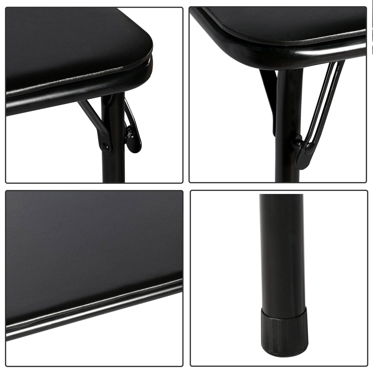 Back. Vecelo - Folding Card Table - 140 lbs, Camping Table, Suitable for Poker, Games and Indoor and Outdoor, Portable Design - Black.