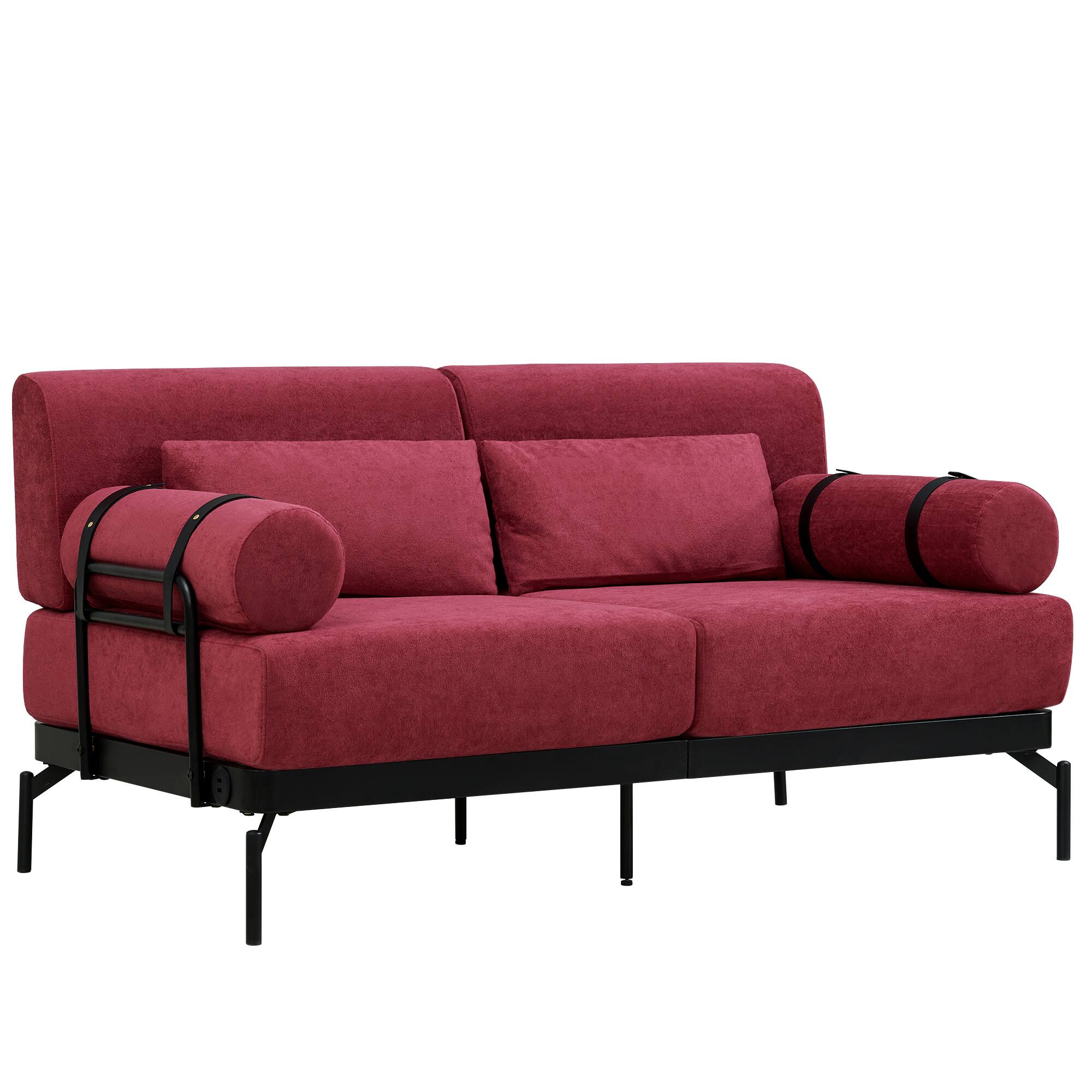 Alt View 8. GOODSILO - Modern Loveseat Sofa 59"" Couch 2-Seater with USB Ports & Unique Armrests - Red.