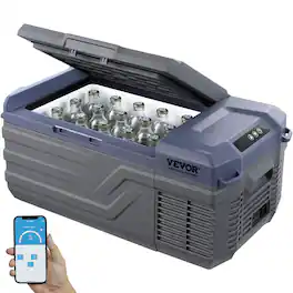 VEVOR - Car Refrigerator, 12 Volt Car Refrigerator Fridge, 15 L Single Zone Portable Freezer, -4℉-68℉ Adjustable Range - Blue,Grey