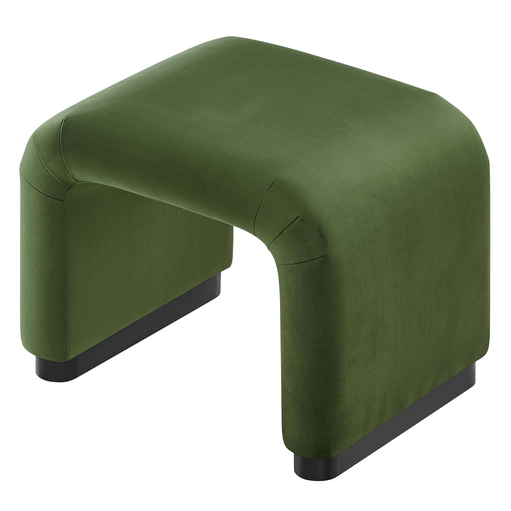 Alt View 5. Modway - Koda Performance Velvet Waterfall Stool by Modway - Black Moss Green.