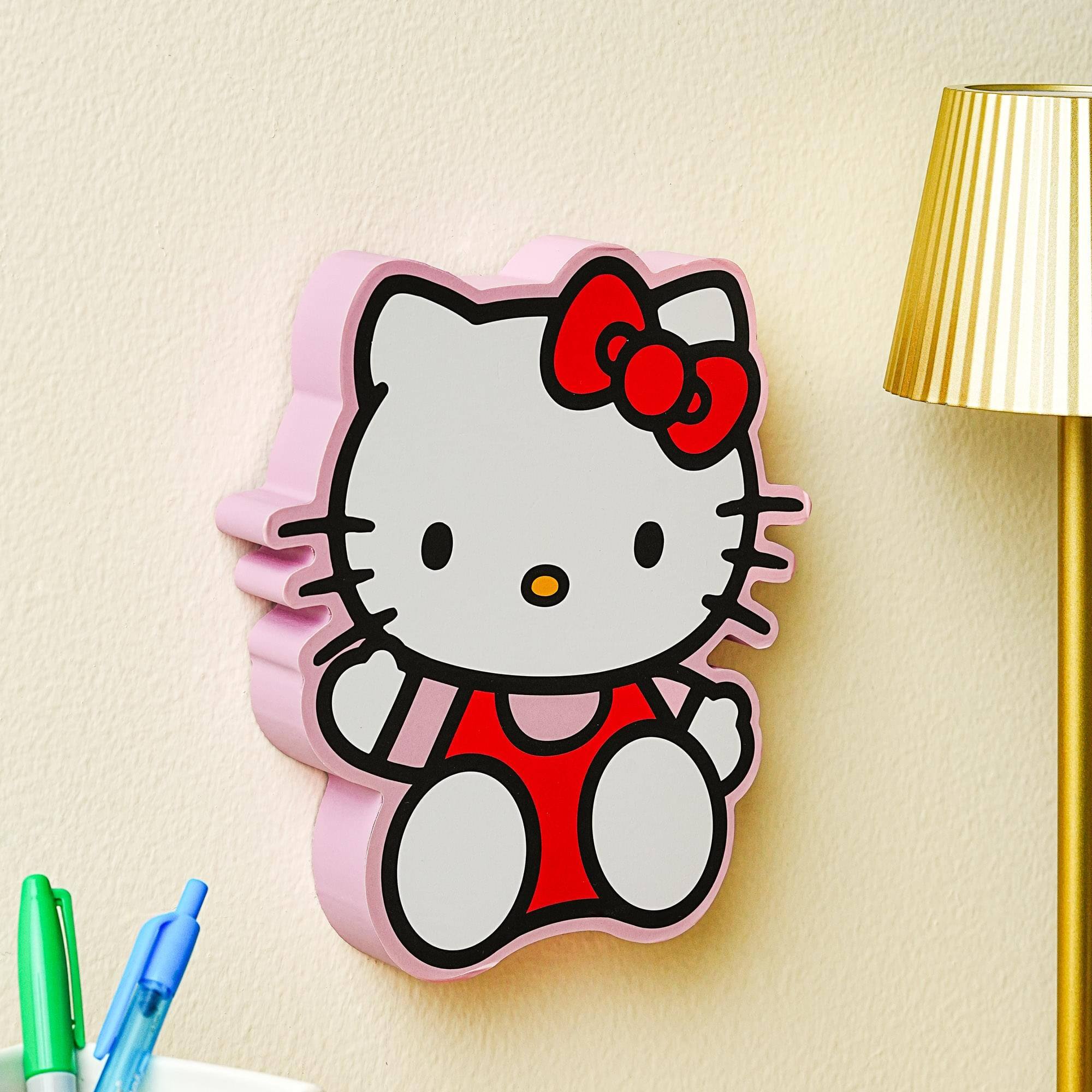 Alt View 5. Silver Buffalo - Sanrio Hello Kitty Waving Die-Cut Wooden Wall Art Sign | 8 x 7 Inches - White.