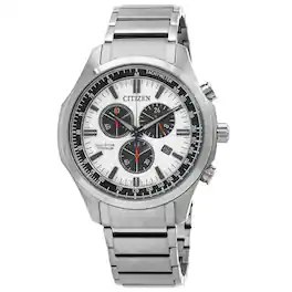 Citizen - Eco-Drive Chronograph Super Titanium Dial AT2530-85A 100M Men's Watch - White