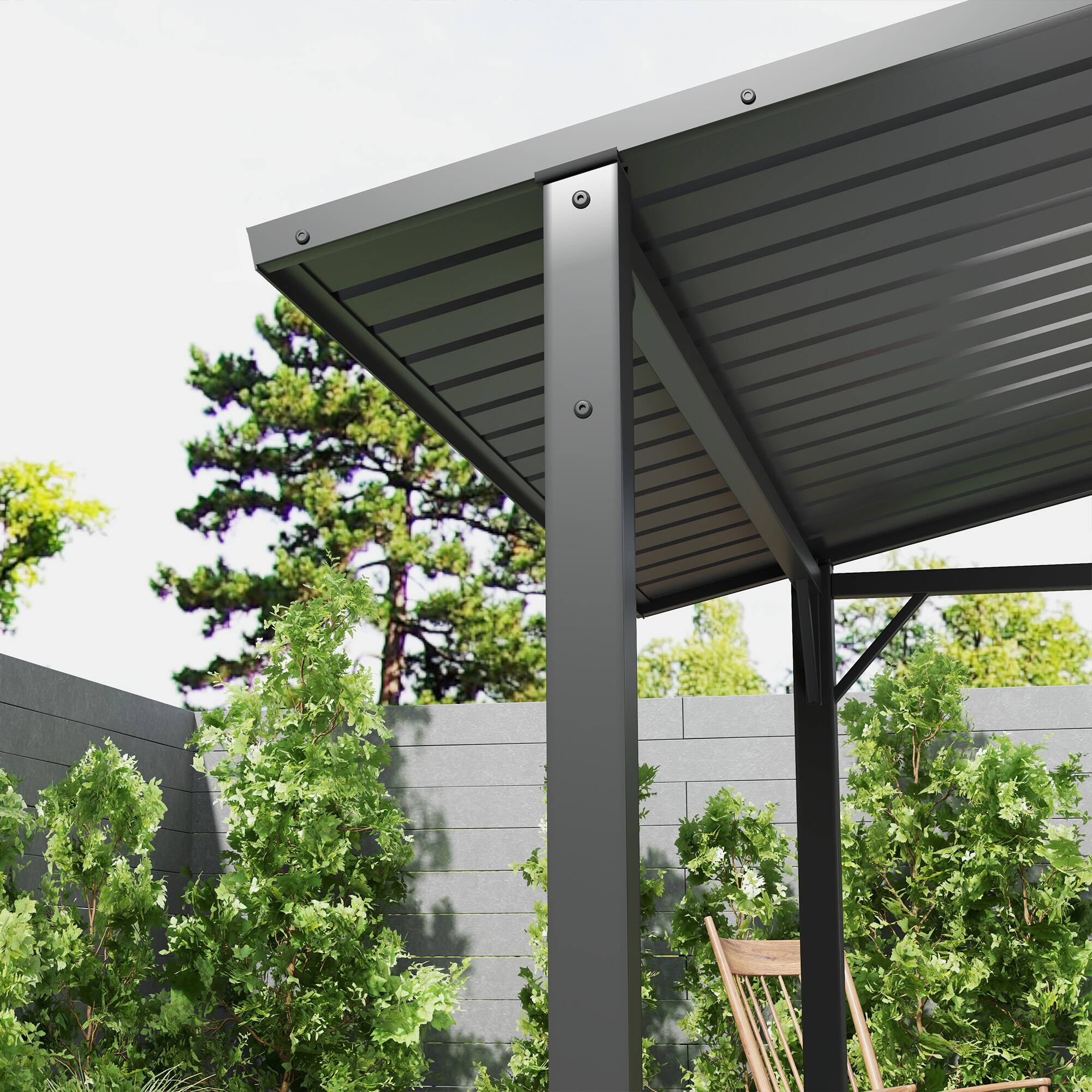 Alt View 8. Outsunny - 8' x 5' Hardtop Grill Gazebo with Double Metal Roof, 2 Side Shelves and 4 Cup Holders, Outdoor BBQ Gazebo - Brown.