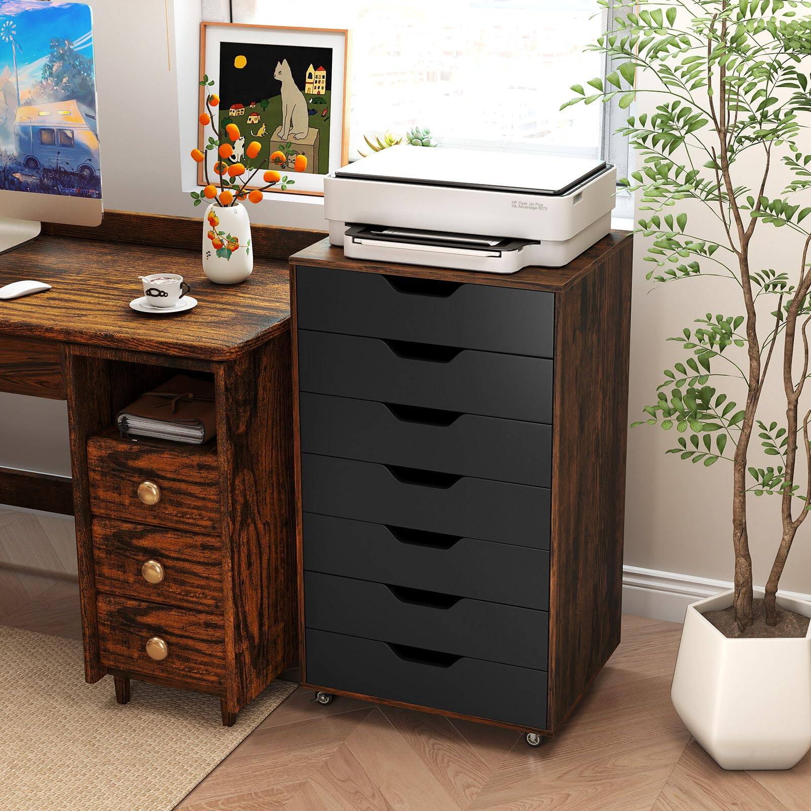 Alt View 1. Ecooso - 7-Drawer Mobile Lateral Filing Organizer with Wheels, Office Storage Cabinet.