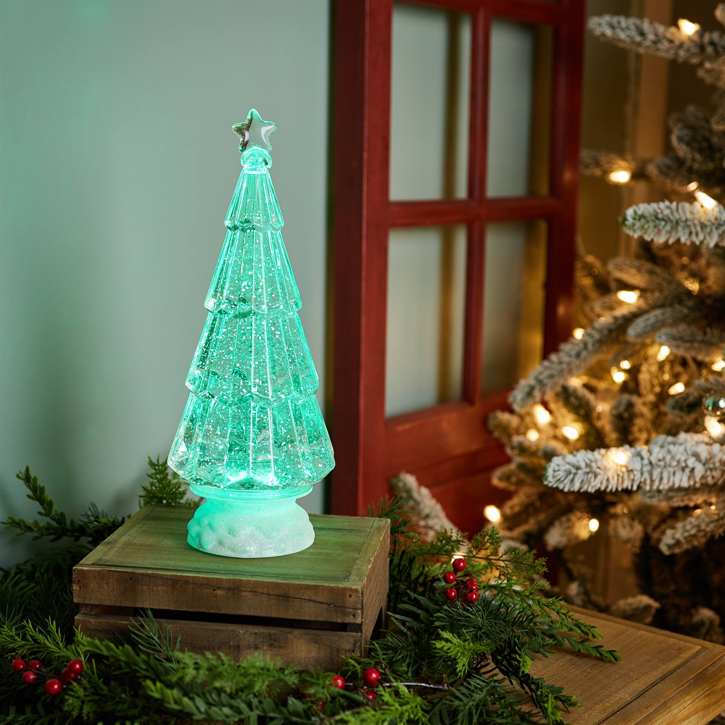 Back. BreeBe - Green LED Christmas Tree 12"H - Green.