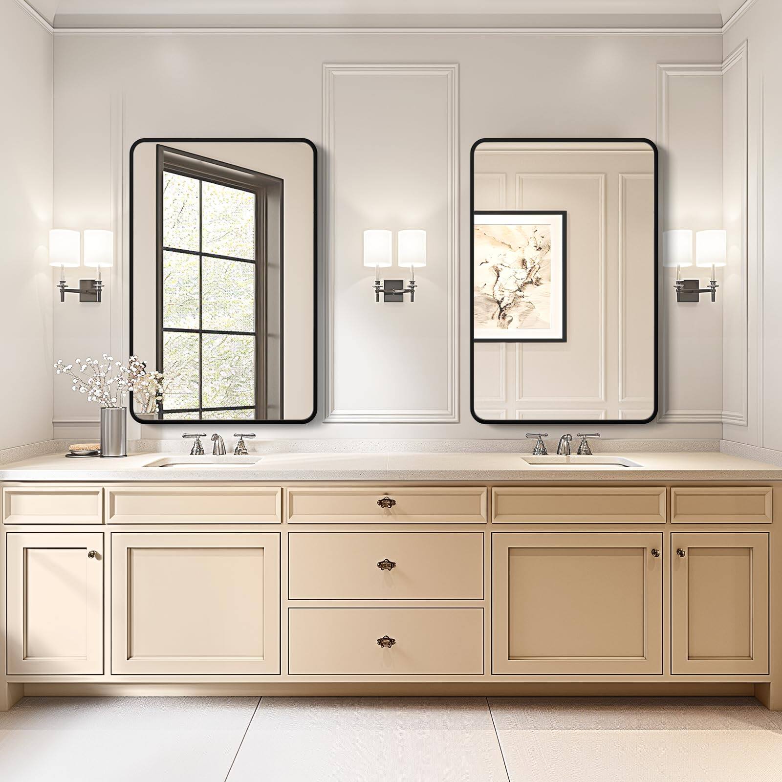 Alt View 5. METALTON - pack Bathroom Mirrors For Over Sink Metal Frame Rectangle Wall Mirror Modern Farmhouse Vanity Mounted - Frameless 20"Lx30"W-2pcs.