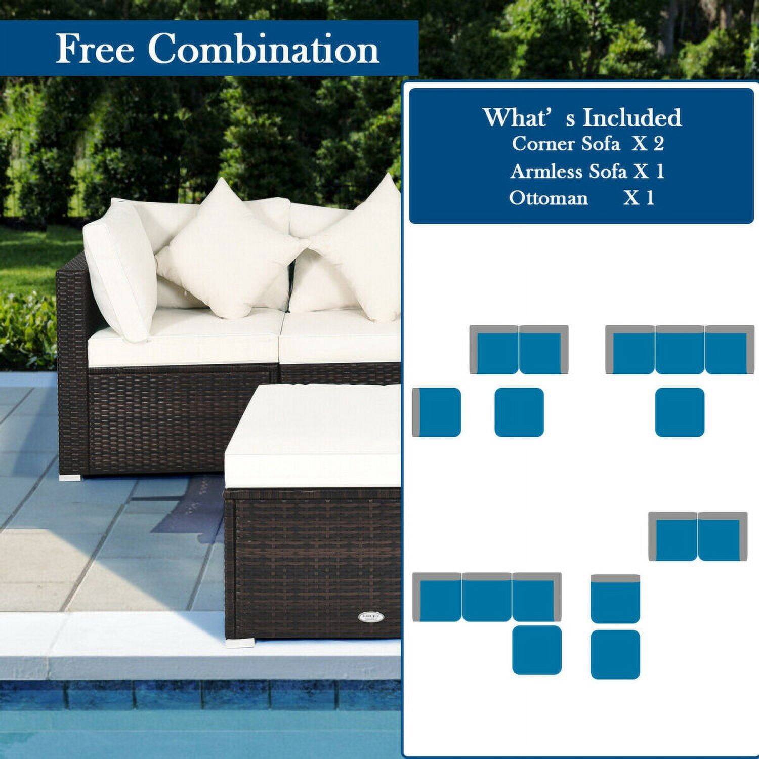 Free Combination

What's Included

Corner Sofa X 2  
Armless Sofa X 1  
Ottoman X 1
