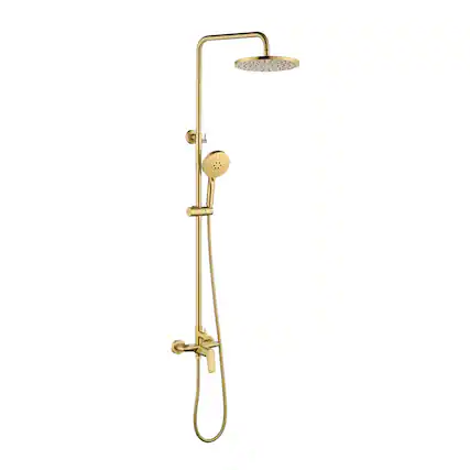 Front. Boyel Living - Brushed Gold Shower Set Brass SUS304 2-Function 10-Inch ABS Top Spray 3-Function Handheld cUPC - Brushed Gold.
