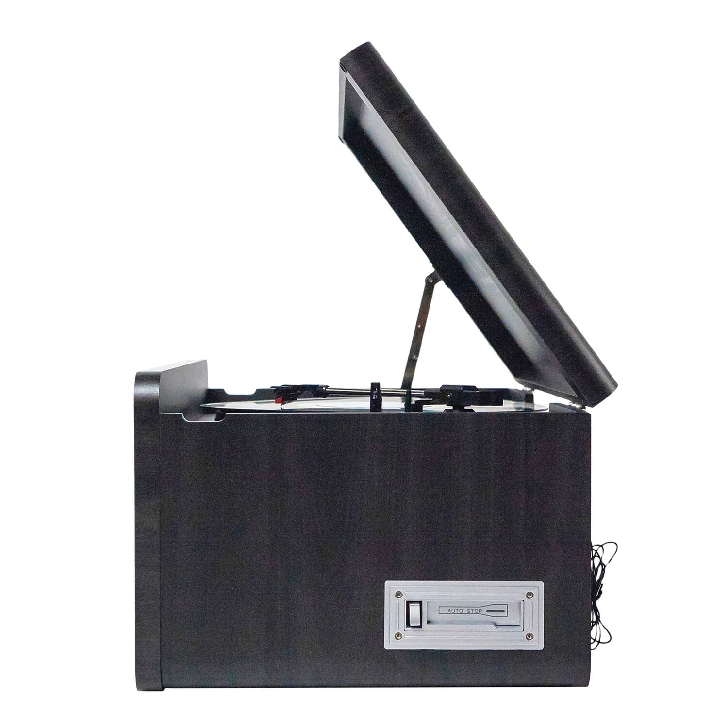 Alt View 5. Victor - Victor Monument Dual-bluetooth Belt-drive 8-in-1 Music Center With Turntable, Cd, And Cassette Player - Metallic.