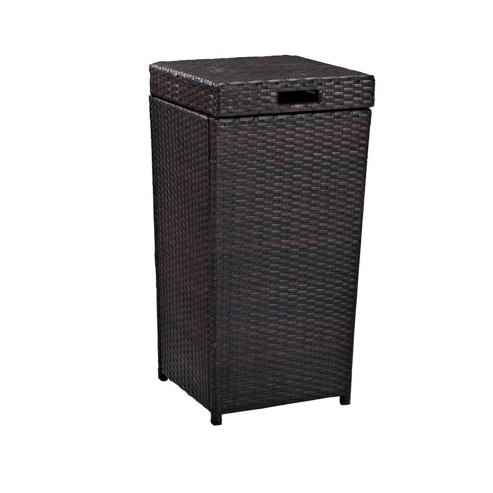 Back. Crosley Furniture - Palm Harbor Wicker Outdoor Trash Can - Brown.