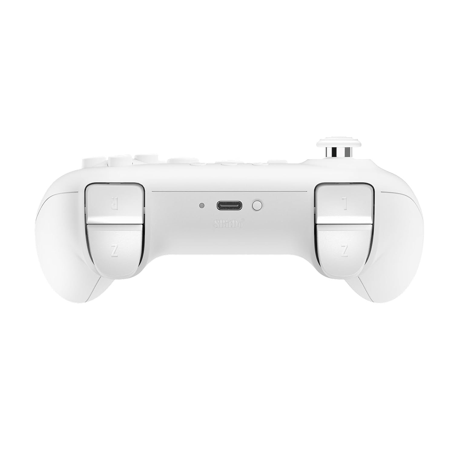Angle. 8BitDo - 8Bitdo 64 Bluetooth Controller for Analogue 3D, Switch, Switch 2, Windows, and Android (White) - White.