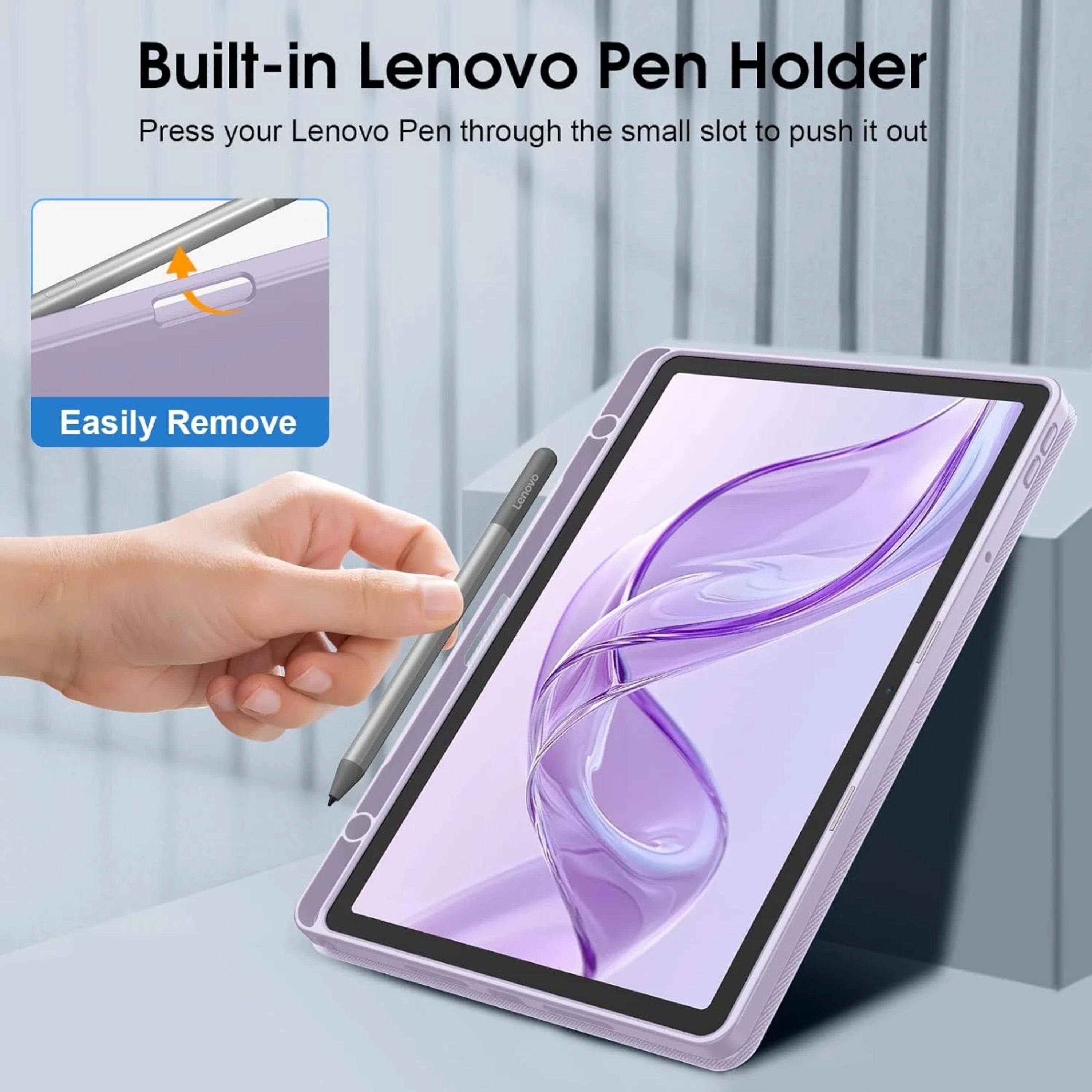 Built-in Lenovo Pen Holder  
Press your Lenovo Pen through the small slot to push it out  
Easily Remove