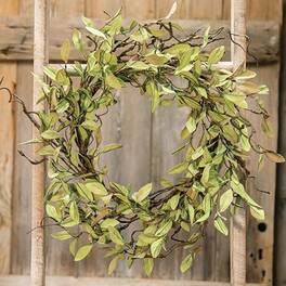 BreeBe - *Sage Leaves & Twigs Wreath 24" - Green, Brown