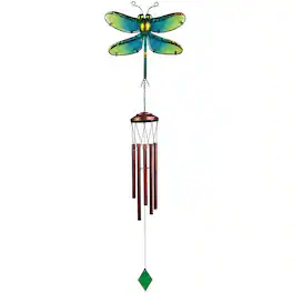 FC Design - 40" Long Green Dragonfly Wind Chime Outdoor Patio or Garden Hanging Decoration - Multi-Color