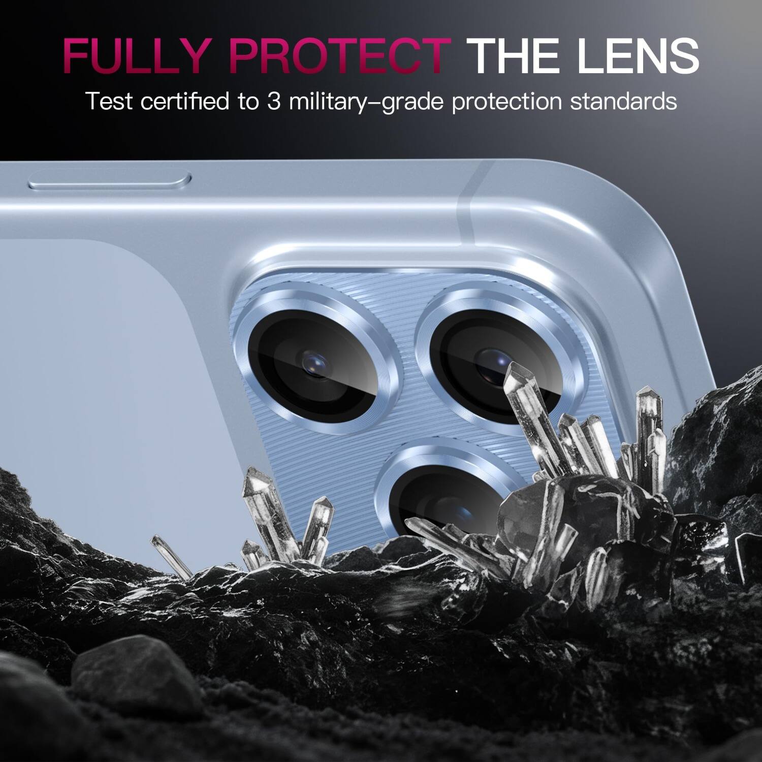 FULLY PROTECT THE LENS  
Test certified to 3 military-grade protection standards