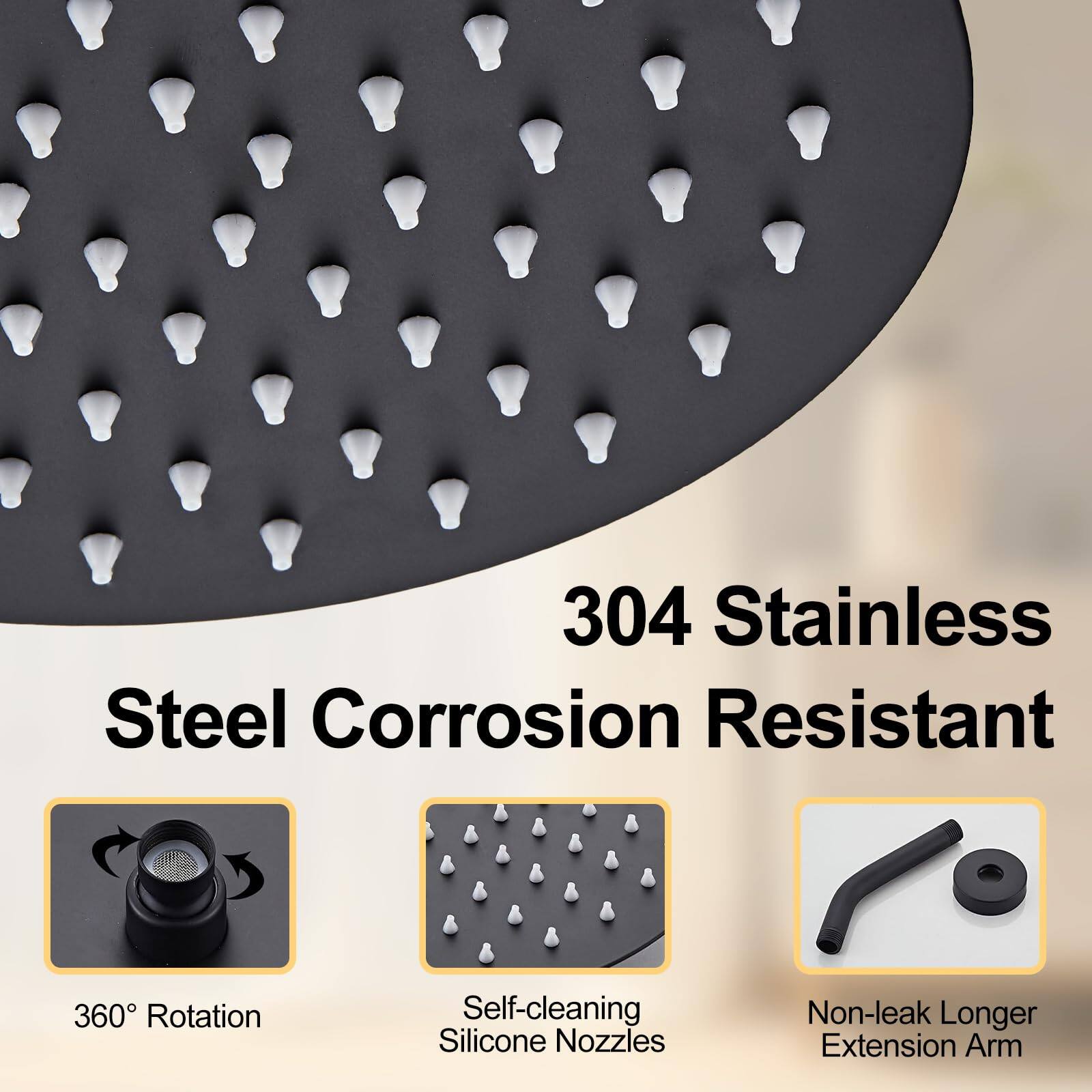 304 Stainless Steel Corrosion Resistant

- 360° Rotation
- Self-cleaning Silicone Nozzles
- Non-leak Longer Extension Arm