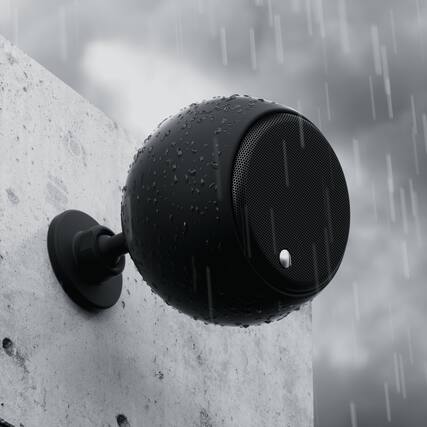 Front. Gallo Acoustics - Micro Habitat 4" IP66 Weatherproof Outdoor Spherical Speaker – Single - Black.