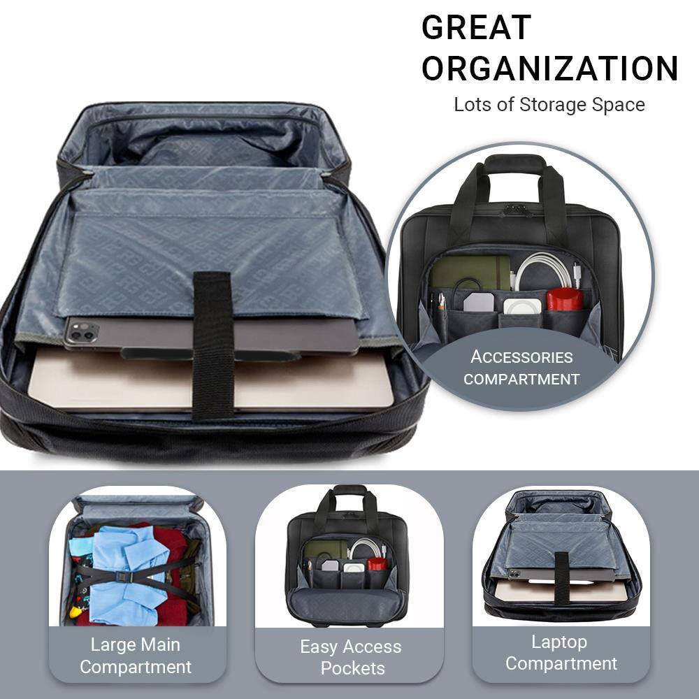 GREAT ORGANIZATION  
Lots of Storage Space  
ACCESSORIES COMPARTMENT  
Large Main Compartment  
Easy Access Pockets  
Laptop Compartment