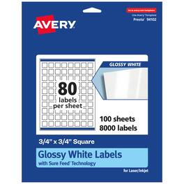 Avery - Glossy Square Labels, 3/4" x 3/4", 8,000 Total - White