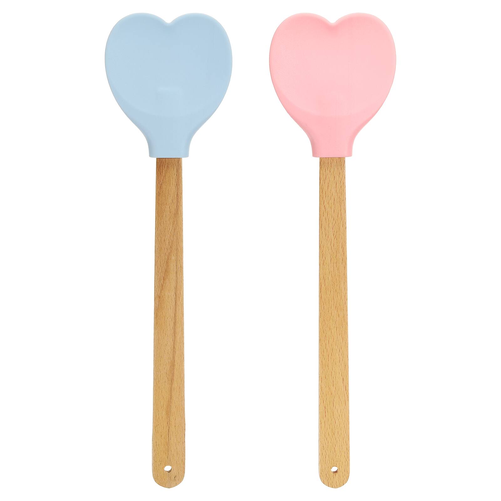 Unique Bargains - 1 Set Silicone Spatula w/ Wood Handle, Heart-Shaped Heat-Resistant Non-Stick Cake Scraper for Baking - Blue, Pink price history on PriceWatchPro