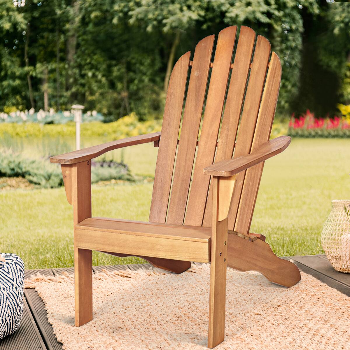 Alt View 1. Costway - Costway Outdoor Adirondack  Chair Accent Chair Solid Wood sturdy Patio Garden Furniture - Natural.