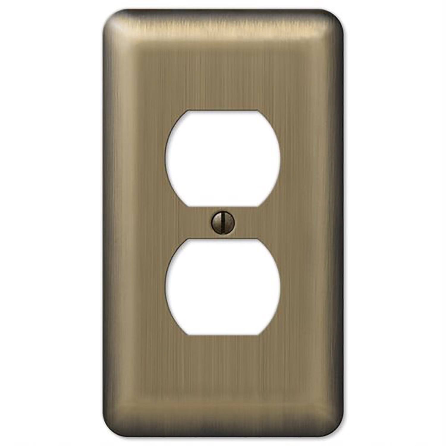 Angle. AMERELLE - Amerelle Devon Brushed Brass 1 gang Stamped Steel Duplex Wall Plate 1 pk - Brass.