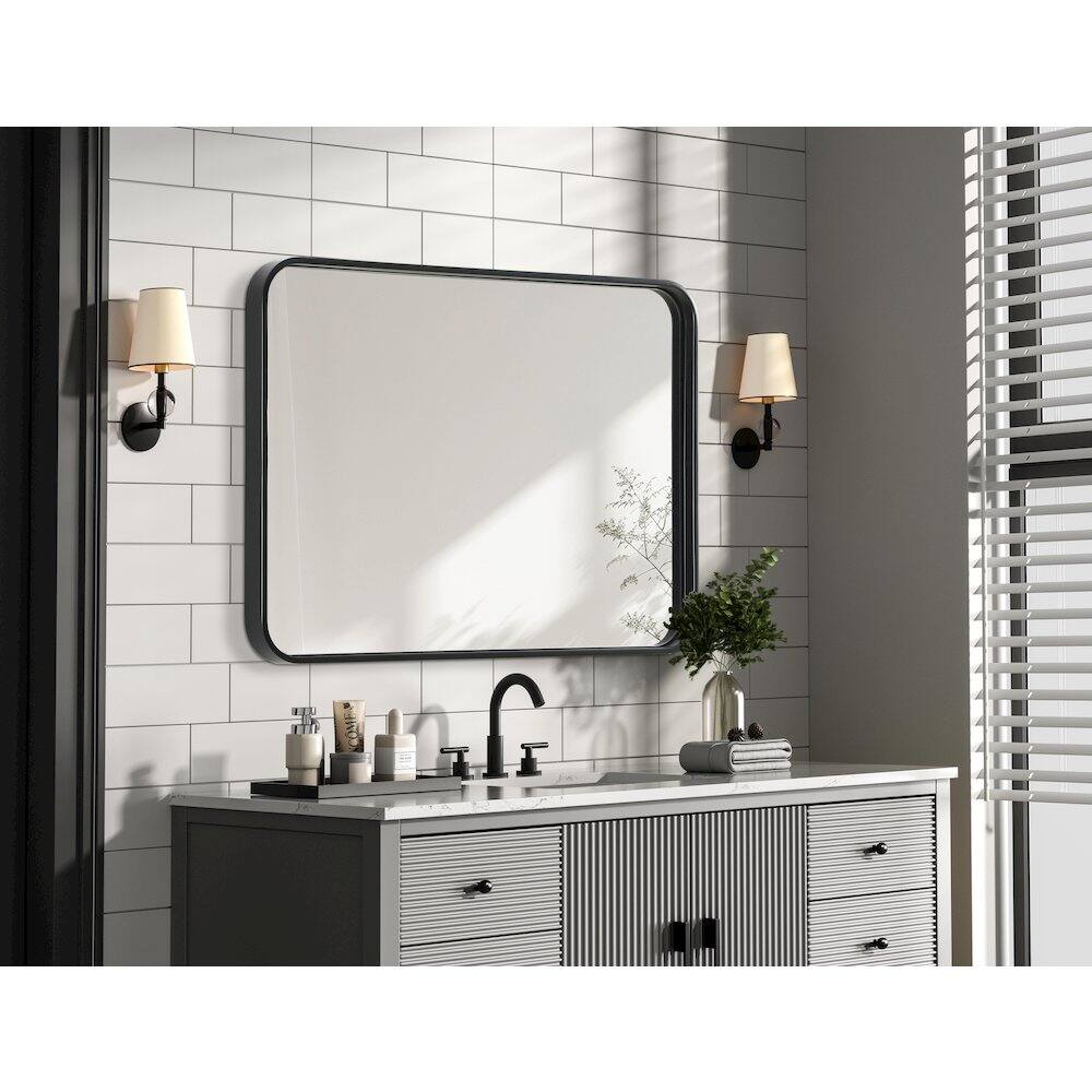 Alt View 2. Elegant Decor - Contour Metal Rectangle Mirror 22x30 in Black - Black.