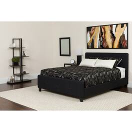 Emma + Oliver - Button Tufted Upholstered Platform Bed and Memory Foam Pocket Spring Mattress - Black