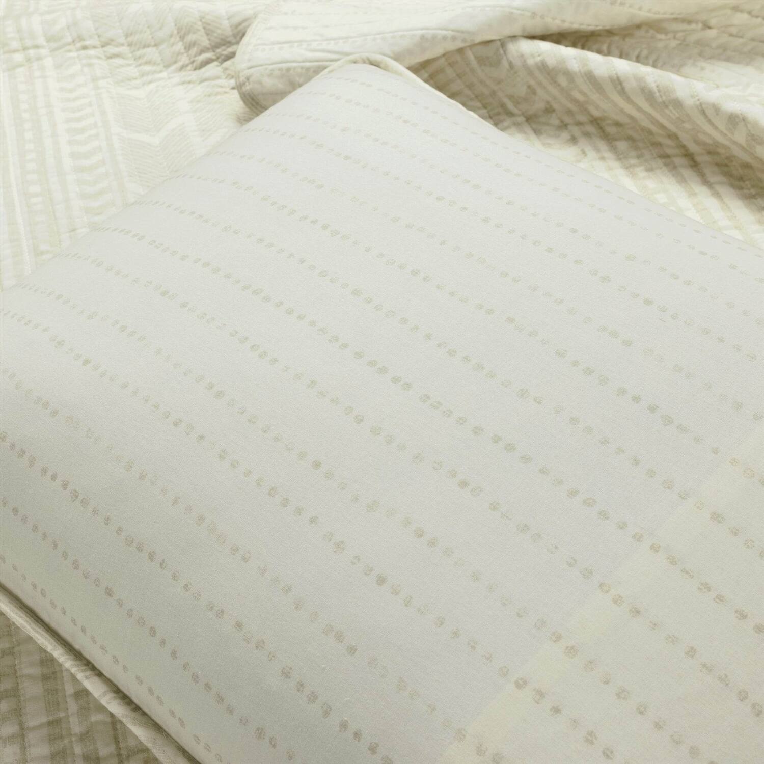 Back. Hivvago - Full/Queen Scandinavian Chevron Ivory Beige Reversible Cotton Quilt Set - Ivory Beige.