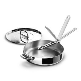 Joseph Joseph - Space Steel 3.9 Qt. Sauté Pan with Folding Handle and Lid - Stainless Steel