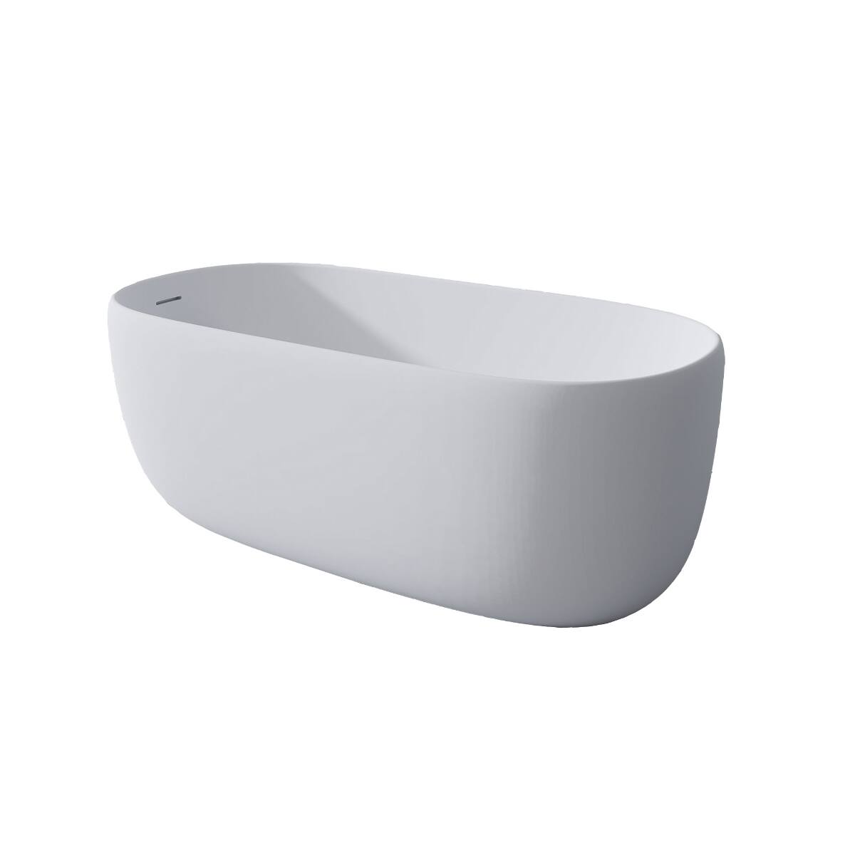 Alt View 6. Loheer - Loheer Freestanding Resin Stone Soaking Bathtub, Matte White Solid Surface Oval Tub with Center Drain, 51 Inch - Matte White.