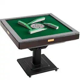 VEVOR - Automatic Mahjong Table with Wheels, 2 Sets of 40 mm Tiles (164 Pcs), Roller Coaster Style Mahjong-Table, Foldable - Brown;Black;Green