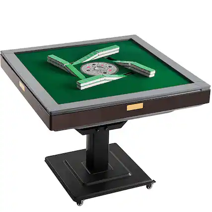 Front. VEVOR - Automatic Mahjong Table with Wheels, 2 Sets of 40 mm Tiles (164 Pcs), Roller Coaster Style Mahjong-Table, Foldable - Brown;Black;Green.