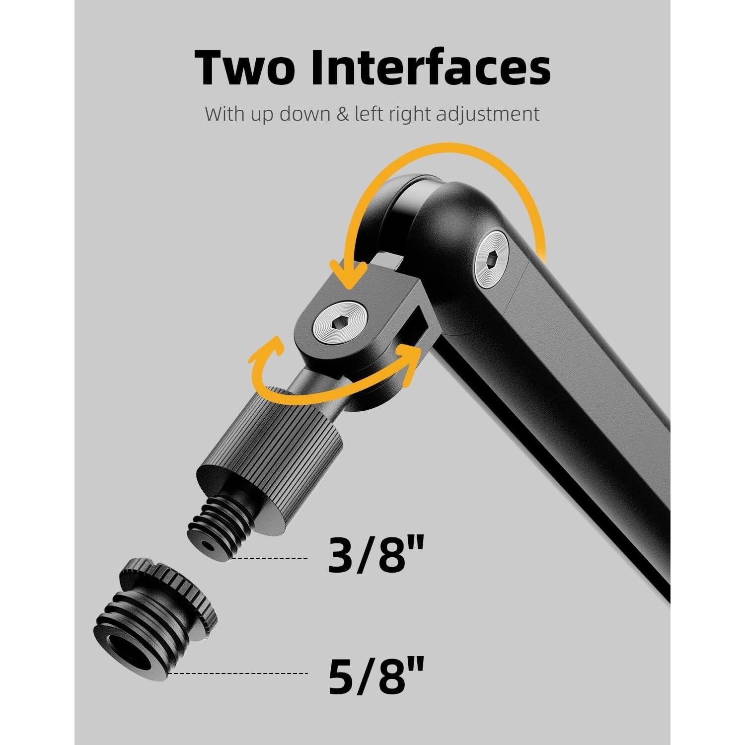 Two Interfaces  
With up down & left right adjustment  

3/8"  
5/8"