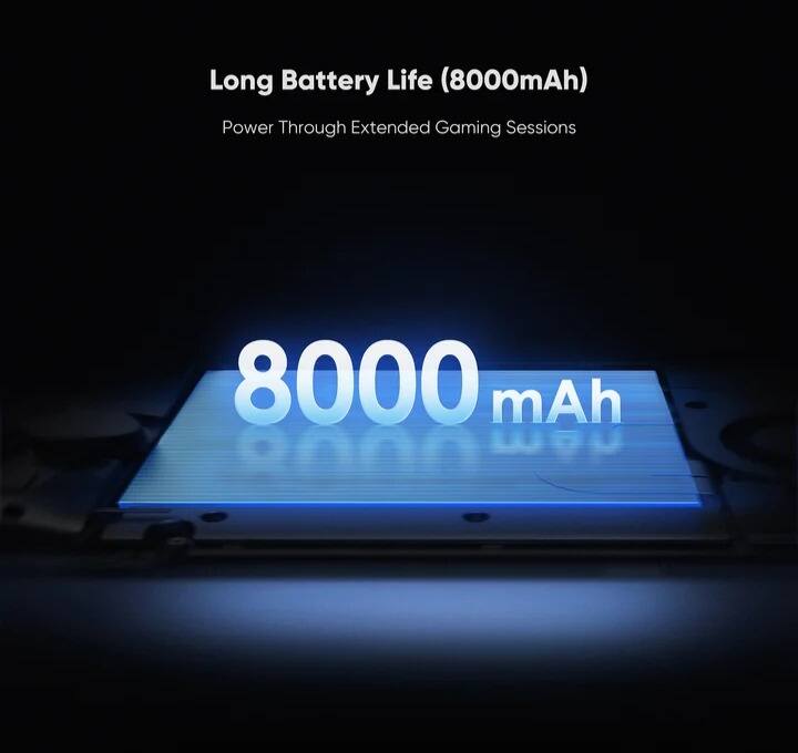 Long Battery Life (8000mAh)  
Power Through Extended Gaming Sessions  

8000 mAh