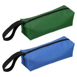 Unique Bargains - 2pcs Canvas Tool Pouch, 9.8x3.3x2.8" Multi Purpose Zipper Bag, Waterproof for Screwdrivers Pliers - Dark Blue/Army Green