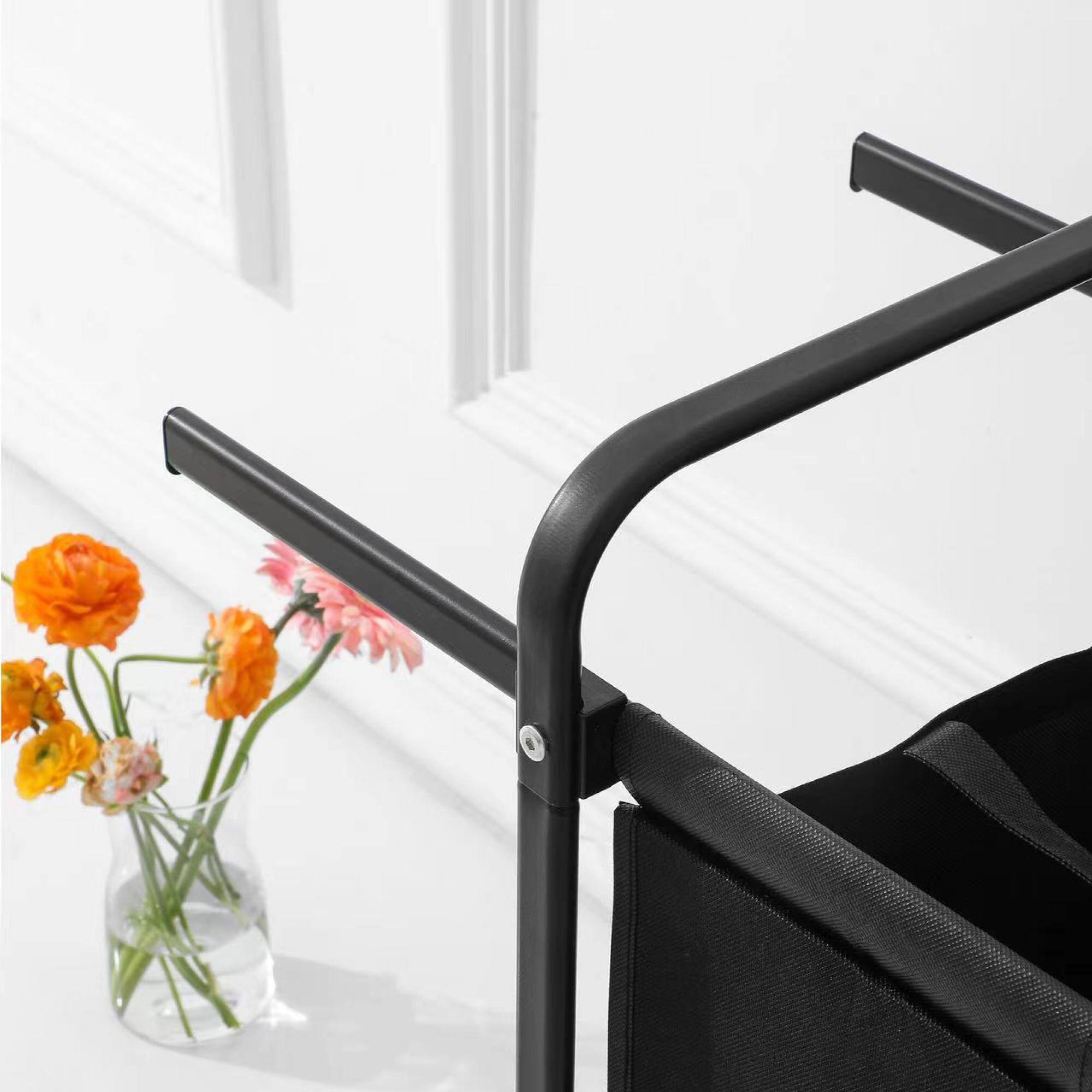 Back. ELEMENT ACE - Large Two-Tier Laundry Hamper with Sorting Cards and Lid for Efficient Clothes and Toys Storage - Black.