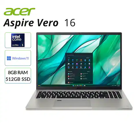 acer Aspire Vero 16
intel CORE ULTRA 5
Windows 11
8GB RAM
512GB SSD
