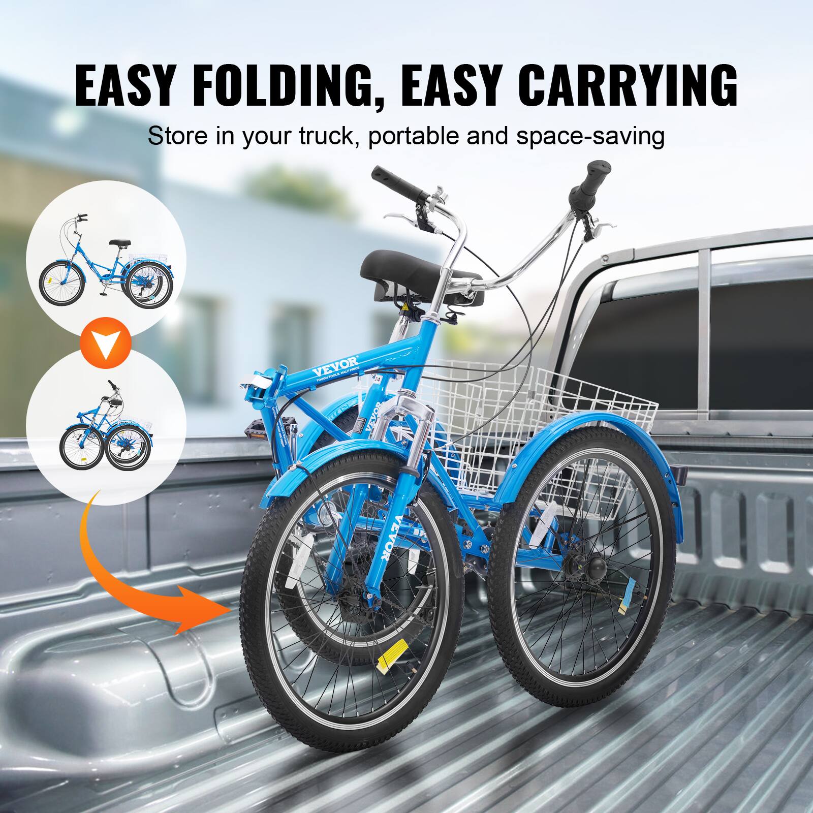 EASY FOLDING, EASY CARRYING
Store in your truck, portable and space-saving
VEVOR
- - a - PERALE VIO VEVOR
