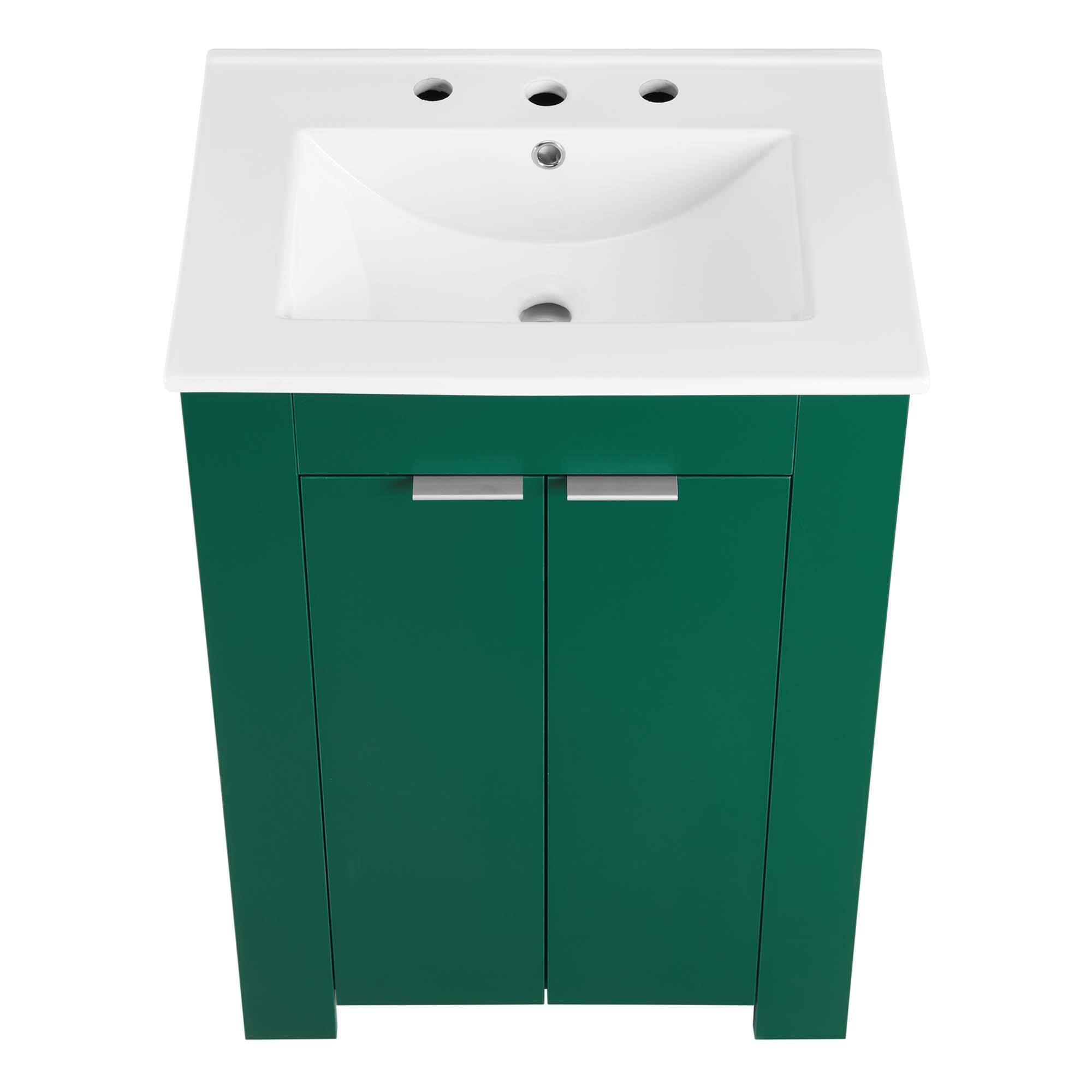 Alt View 6. Modway - Maybelle Bathroom Vanity Basin Included - Green White.