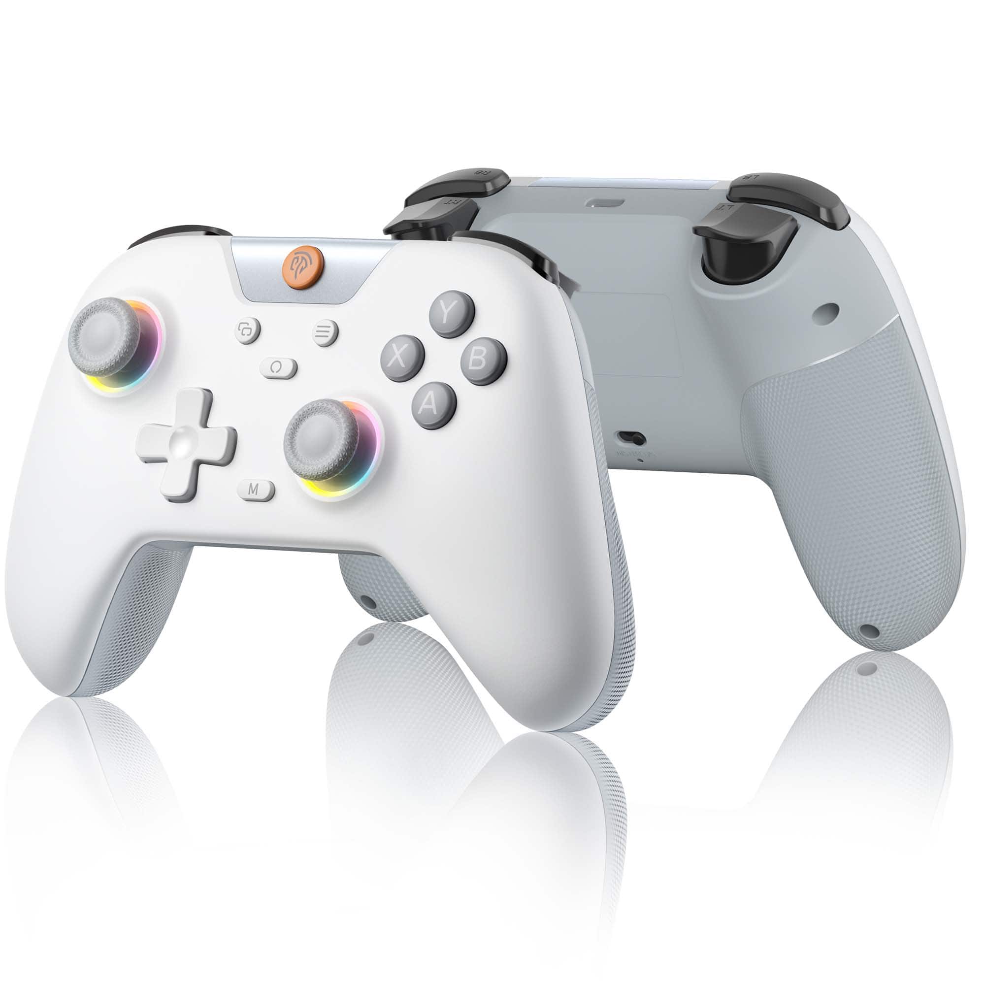 EasySMX - X05 Wireless Controller for PC Android Steam Deck Bluetooth Gamepad Hall Effect Joysticks Trigger Rumble RGB Lighting - White