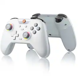 EasySMX - X05 Wireless Controller for PC Android Steam Deck Bluetooth Gamepad Hall Effect Joysticks Trigger Rumble RGB Lighting - White