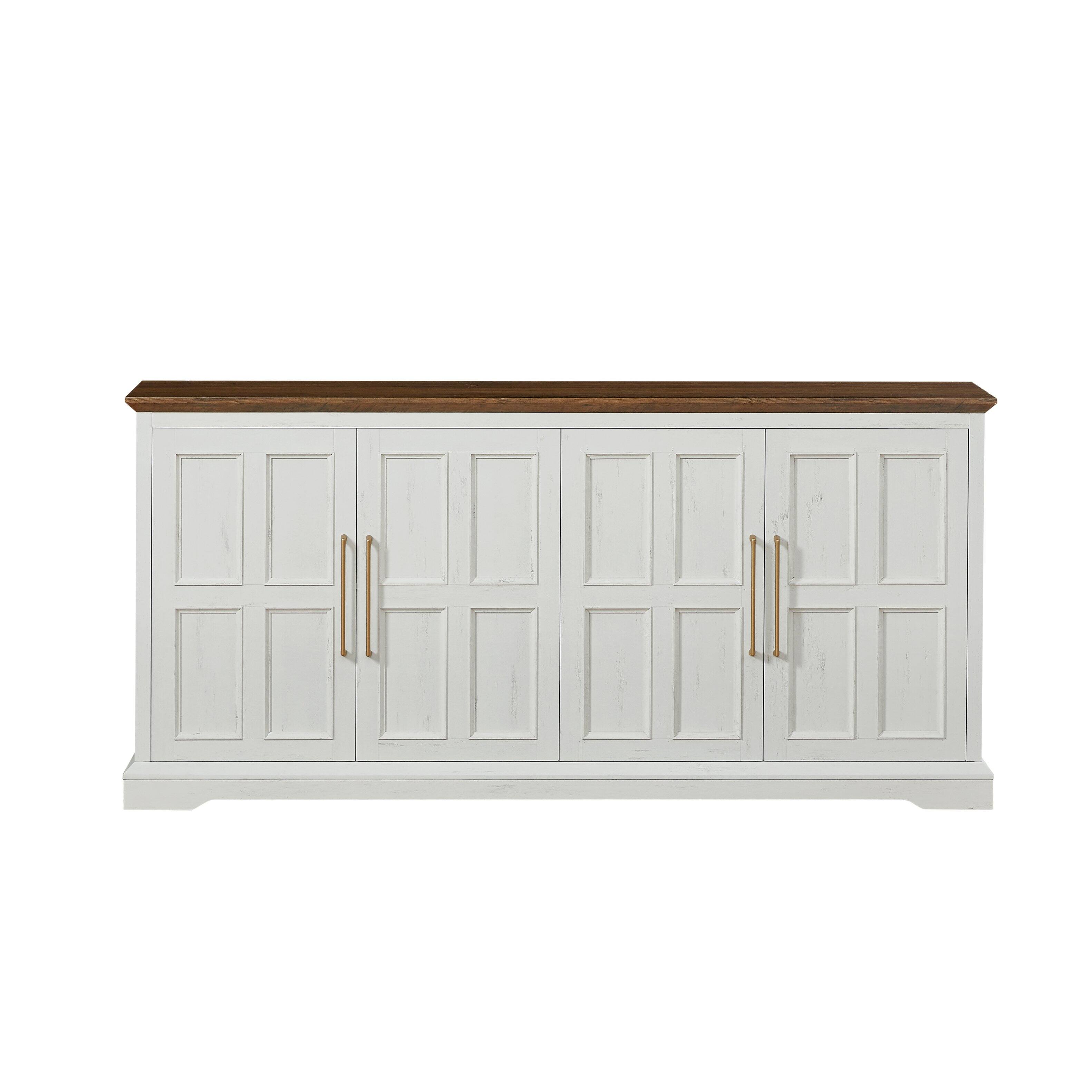 Alt View 2. Z-Edge - 67" Buffet Cabinet with Storage, Large Sideboard Buffet Cabinet with 4 Doors, Modern Coffee Bar for Kitchen, Living Room - White.