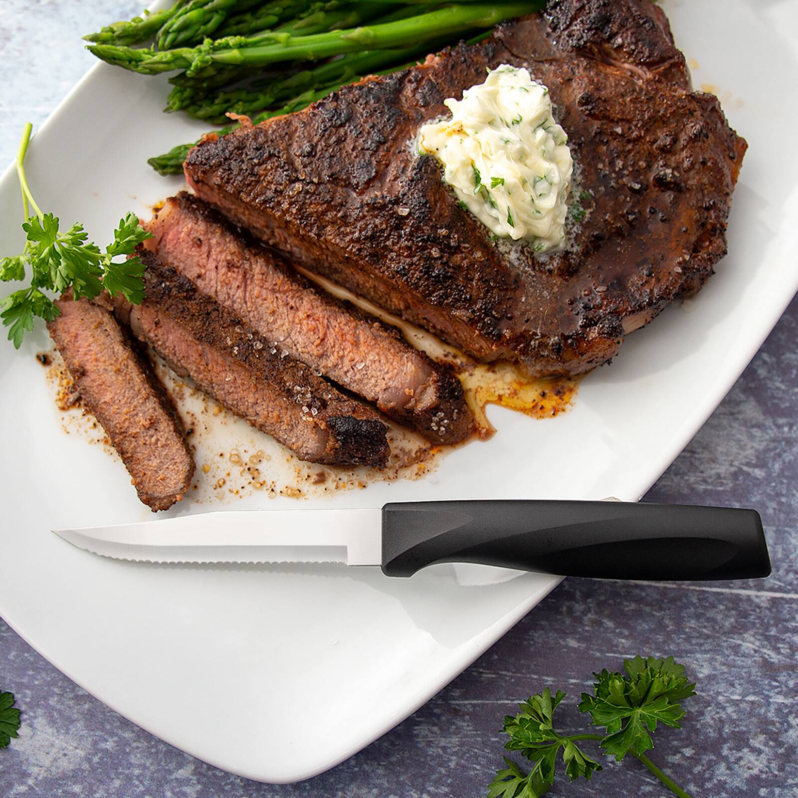 Alt View 1. Rada - Cutlery 3.875-Inch Serrated Steak Knife Anthem Wave Handle - Black.