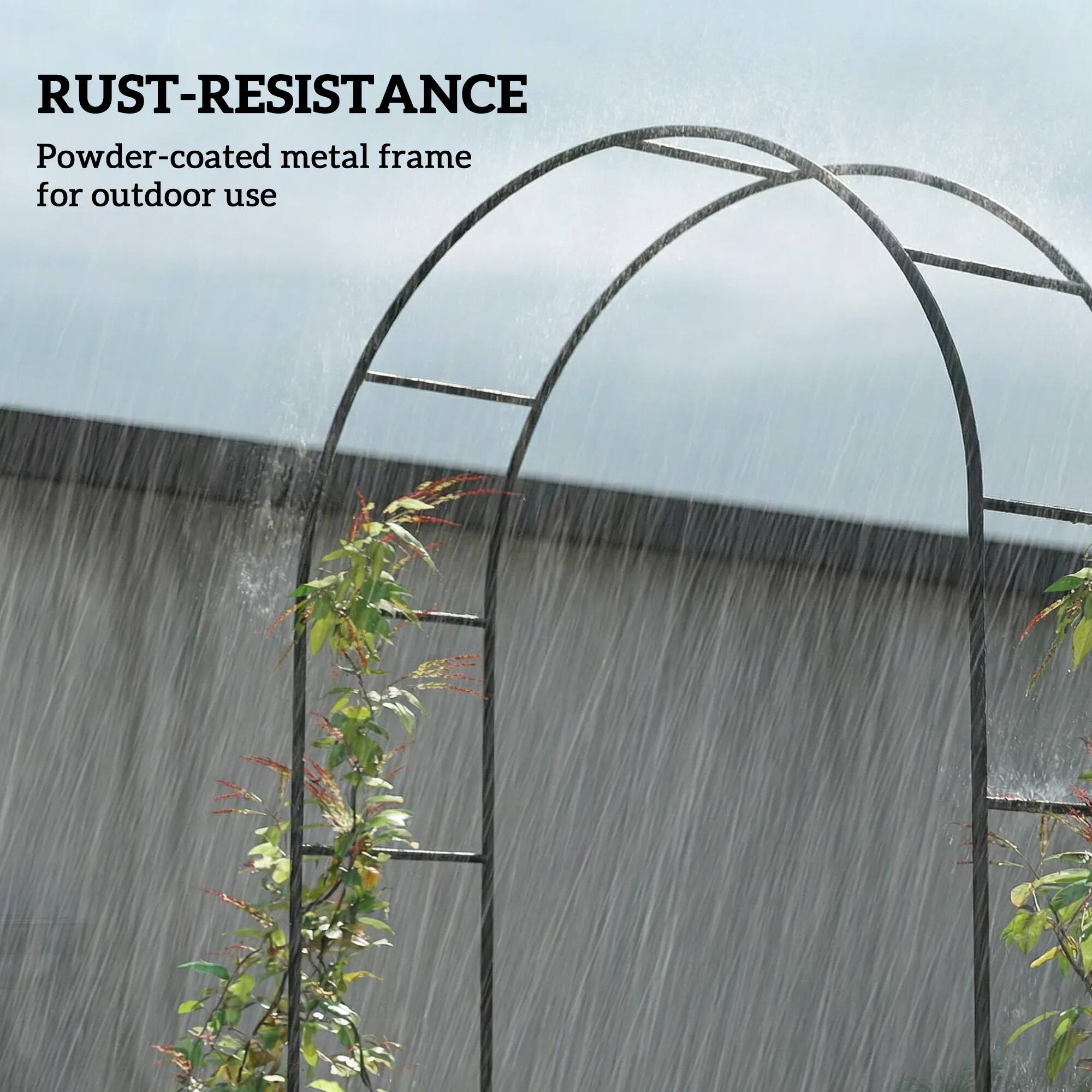 RUST-RESISTANCE  
Powder-coated metal frame for outdoor use