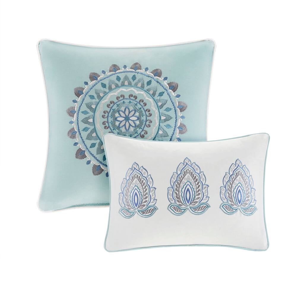 Alt View 3. Gracie Mills - Gracie Mills Leo 8 Piece Reversible Cotton Floral Comforter Set - Blue.